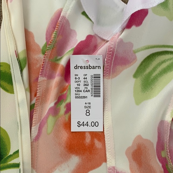 Dress Barn Ivory Tropical Print sheath dress sz8 - Picture 4 of 8